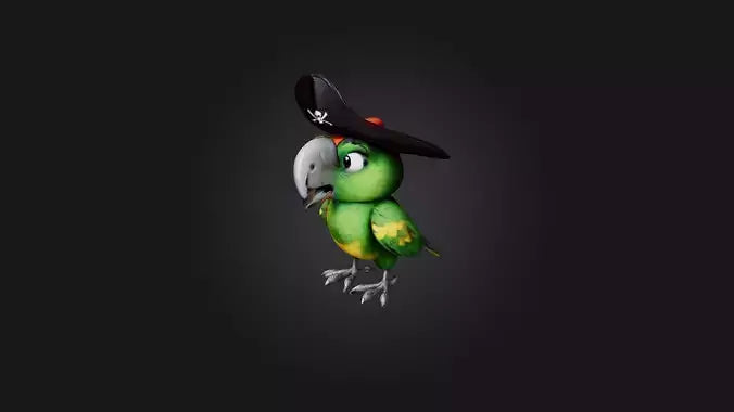 Cartoon Pirate Parrot 3D model
