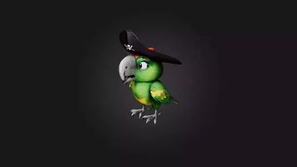 Cartoon Pirate Parrot 3D model