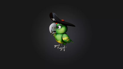 Cartoon Pirate Parrot 3D model