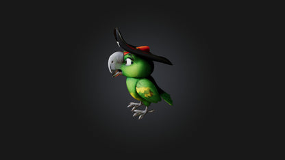 Cartoon Pirate Parrot 3D model
