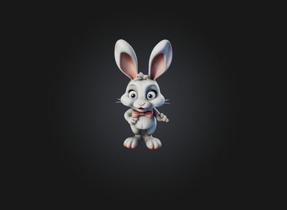 3D model cartoon rabbits VR / AR / low-poly