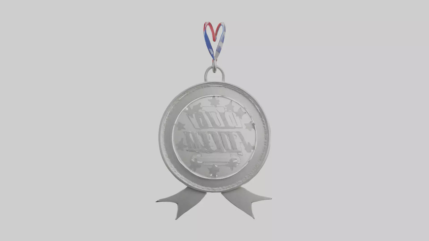 Cartoon Silver Medal 3D model