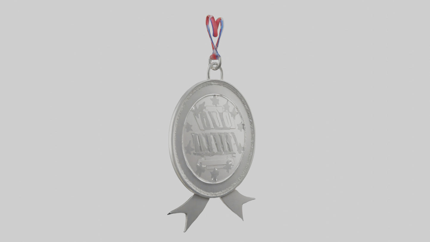 Cartoon Silver Medal 3D model