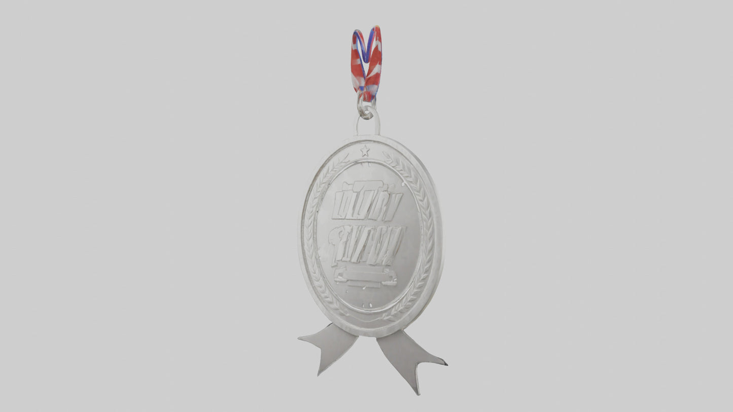 Cartoon Silver Medal 3D model