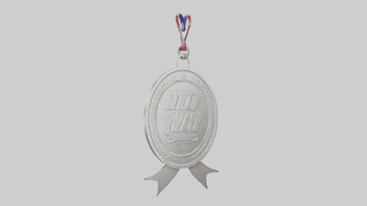 Cartoon Silver Medal 3D model