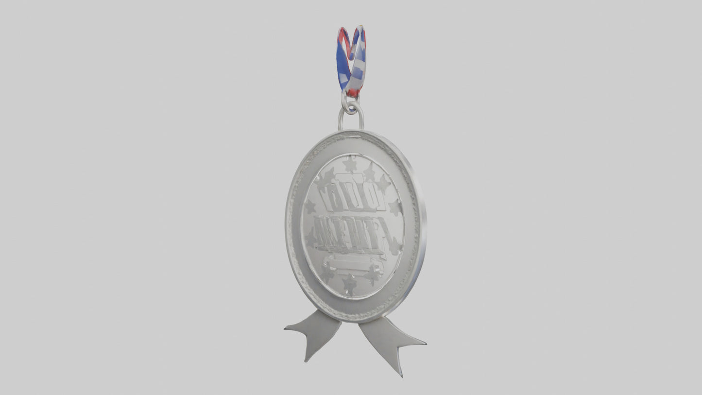 Cartoon Silver Medal 3D model
