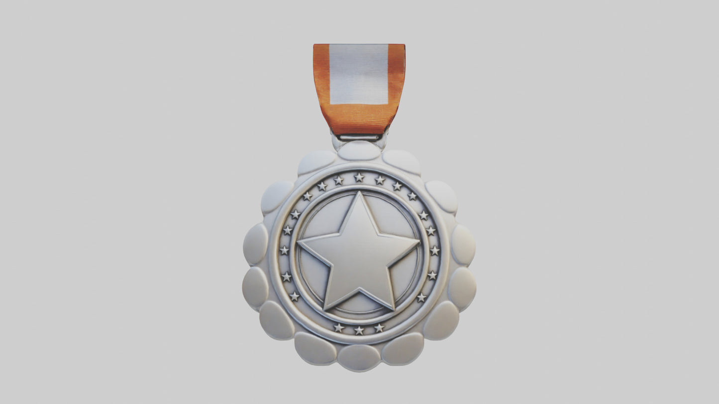 Cartoon Silver Medal model 3D model