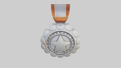Cartoon Silver Medal model 3D model