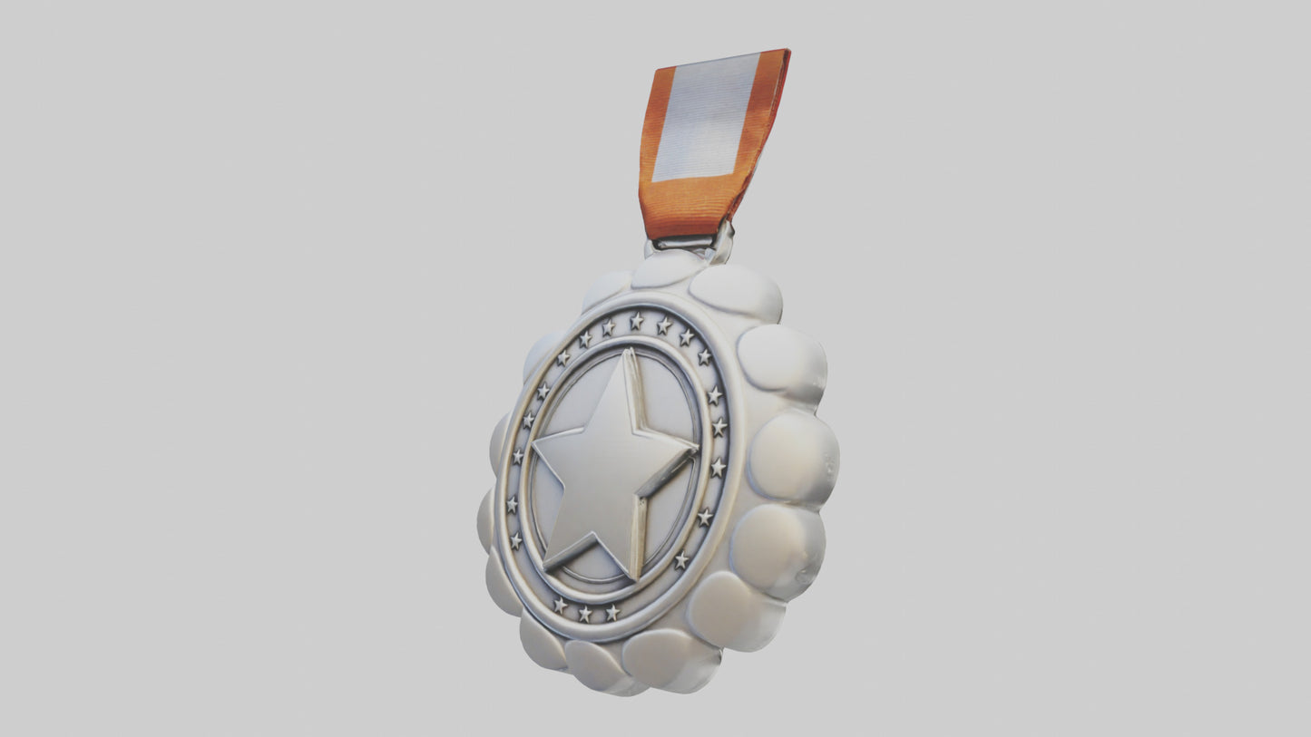 Cartoon Silver Medal model 3D model