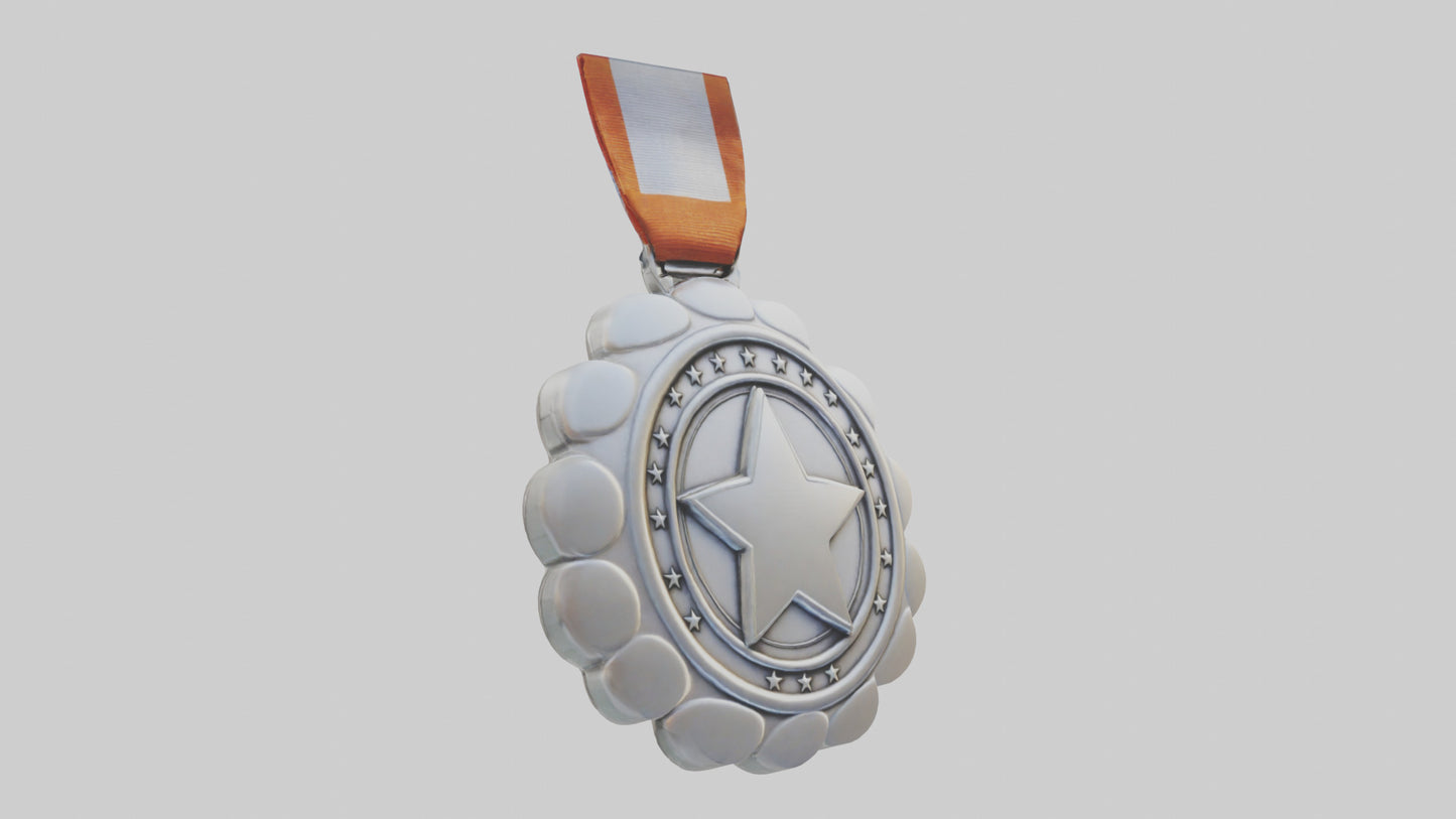 Cartoon Silver Medal model 3D model