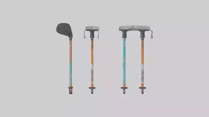 Cartoon Ski Poles model 3D model