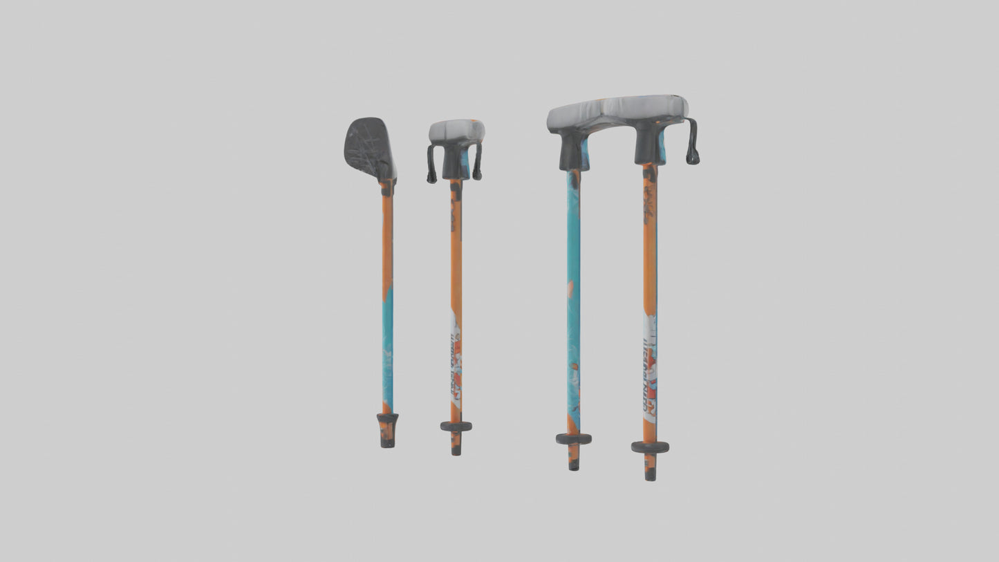 Cartoon Ski Poles model 3D model