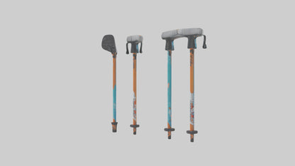 Cartoon Ski Poles model 3D model