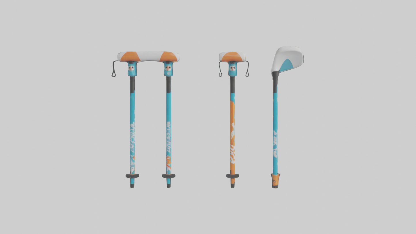 Cartoon Ski Poles model 3D model