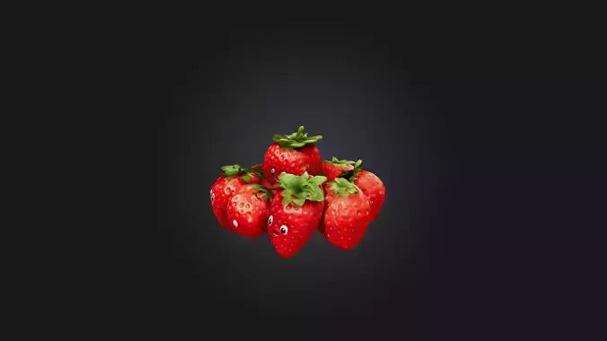Cartoon Strawberries 3D model