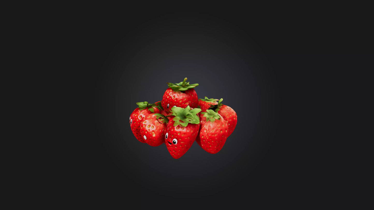 Cartoon Strawberries 3D model