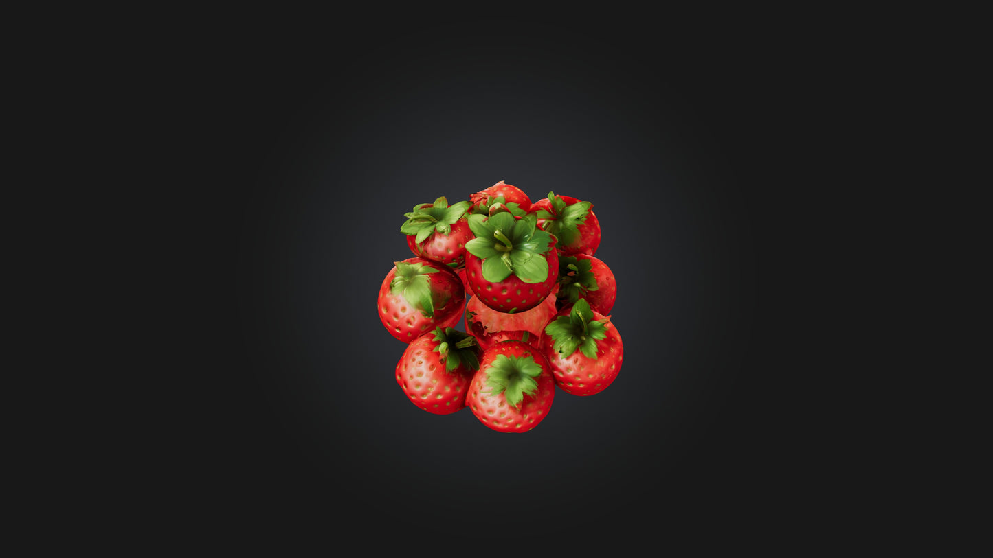 Cartoon Strawberries 3D model