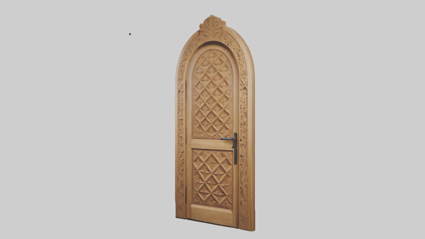 Carved wood door model 3D model