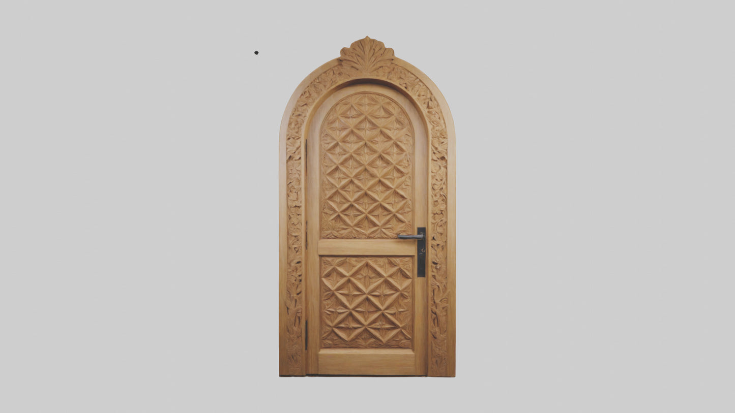 Carved wood door model 3D model