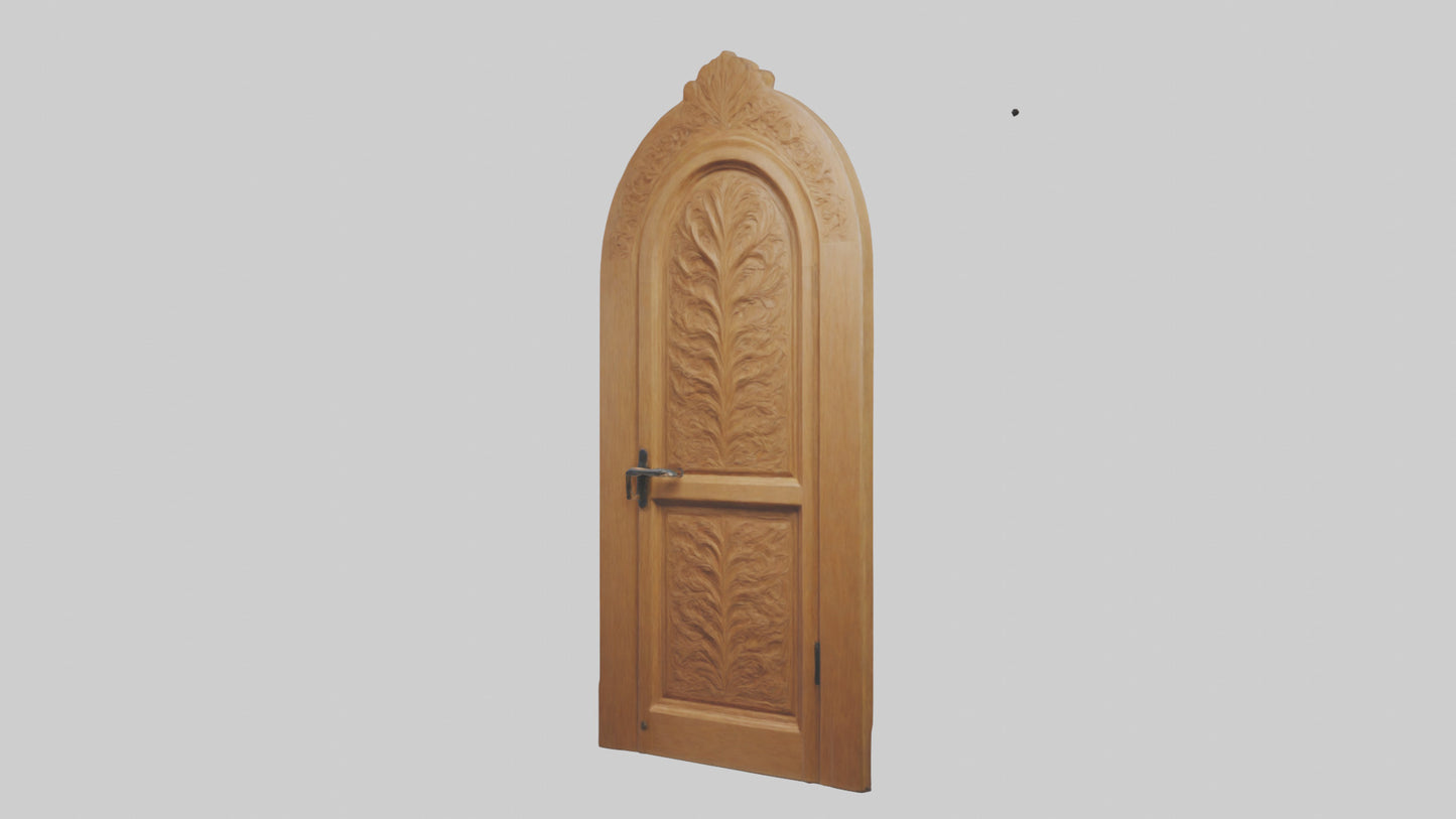 Carved wood door model 3D model