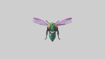 Cattleya Orchid bee flying model 3D model