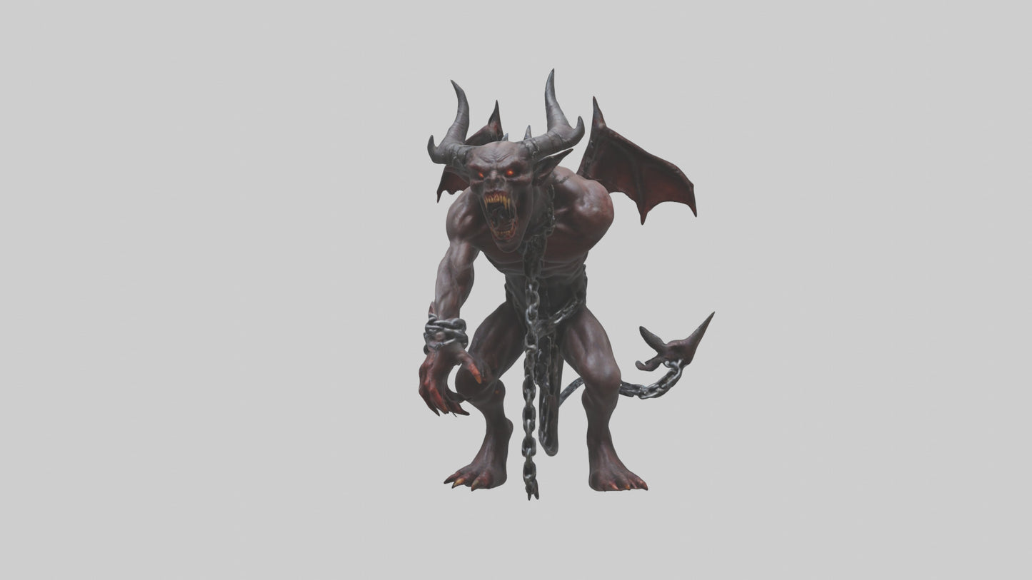 Chained demon model VR / AR / low-poly