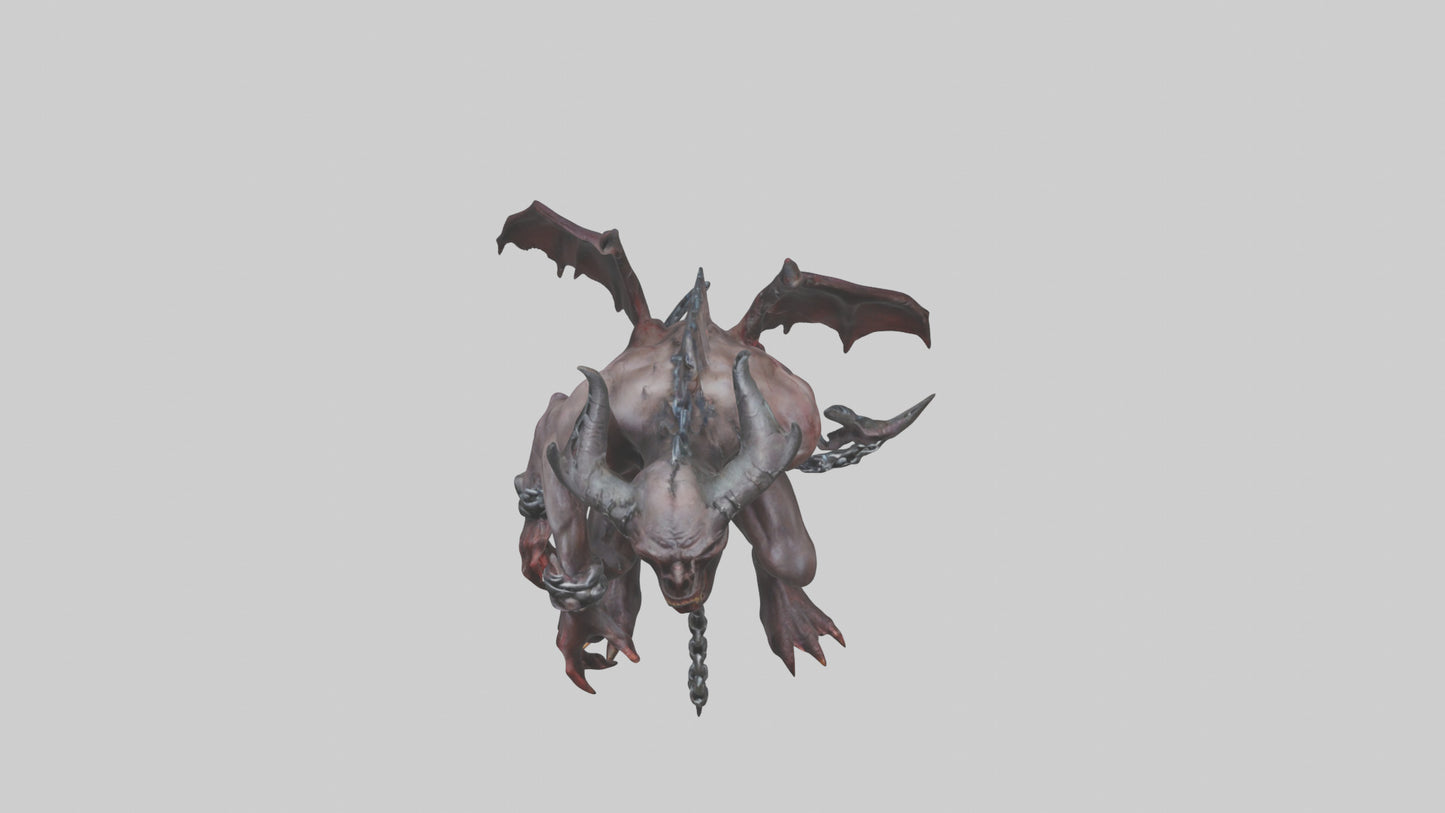 Chained demon model VR / AR / low-poly