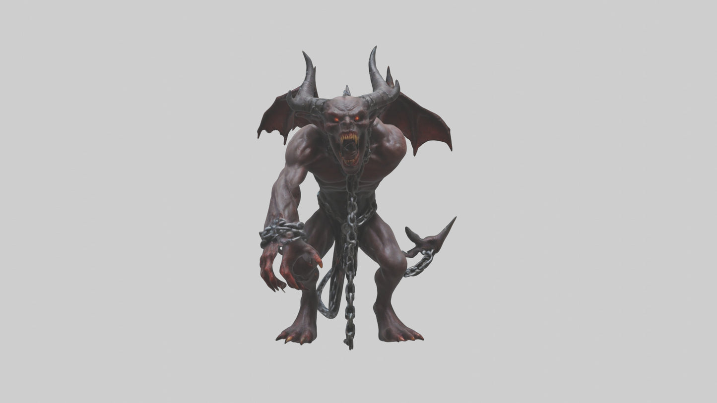 Chained demon model VR / AR / low-poly