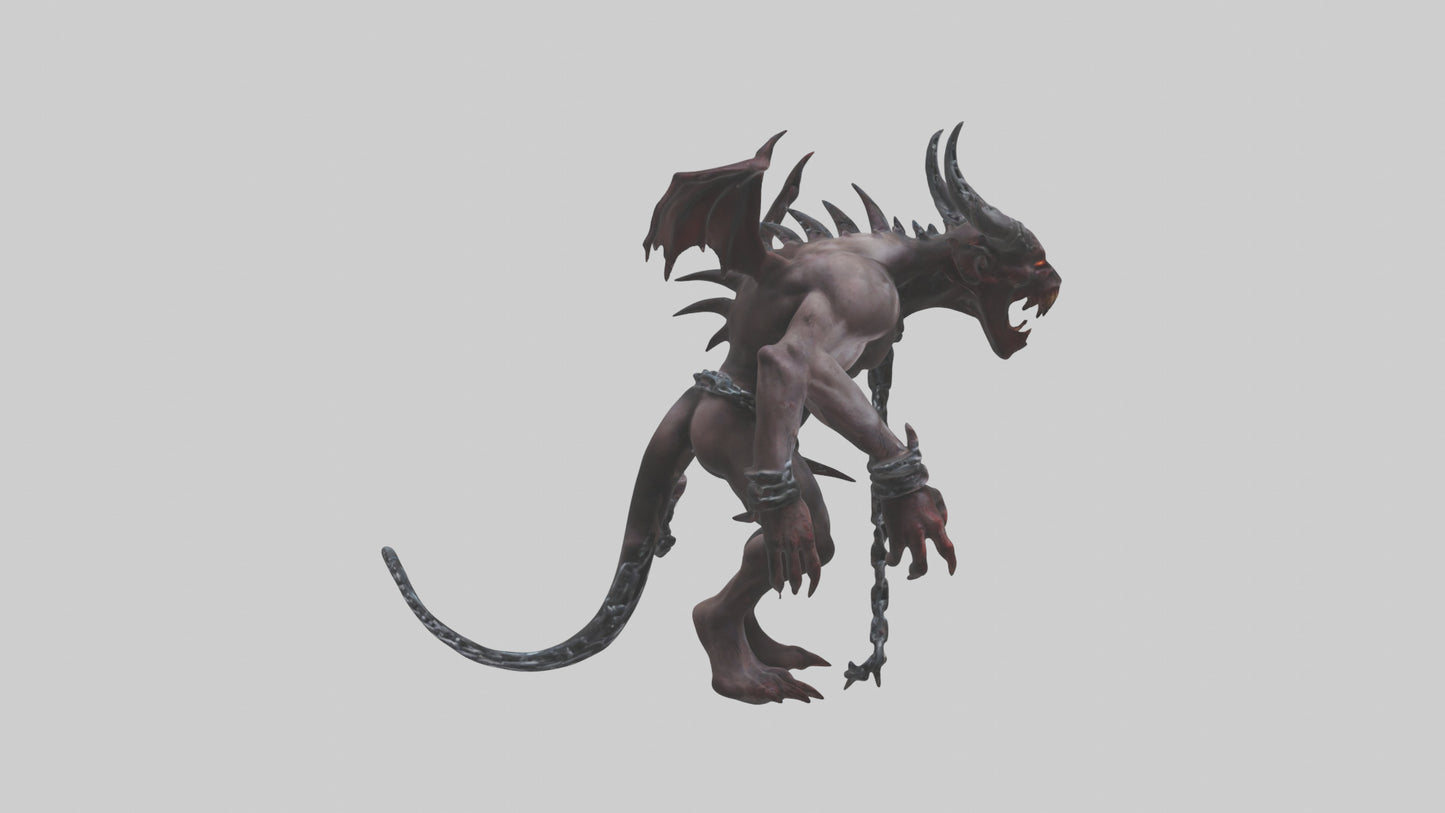 Chained demon model VR / AR / low-poly