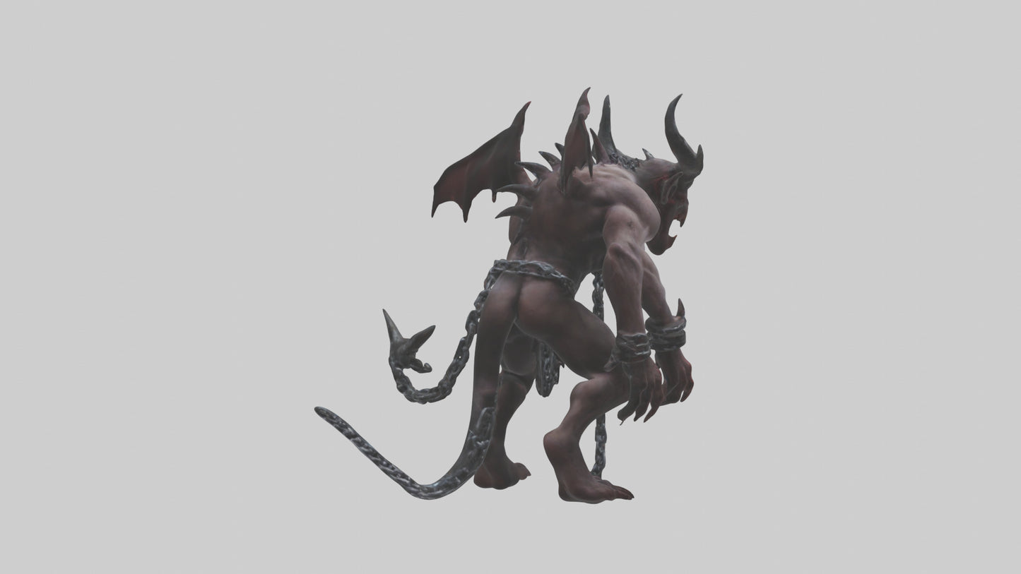 Chained demon model VR / AR / low-poly