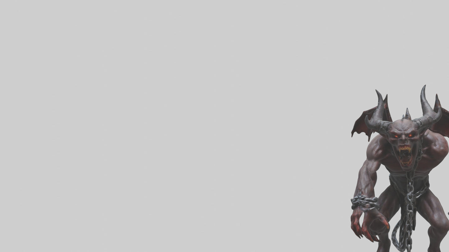 Chained demon model VR / AR / low-poly