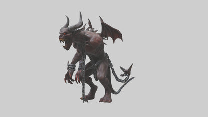 Chained demon model VR / AR / low-poly