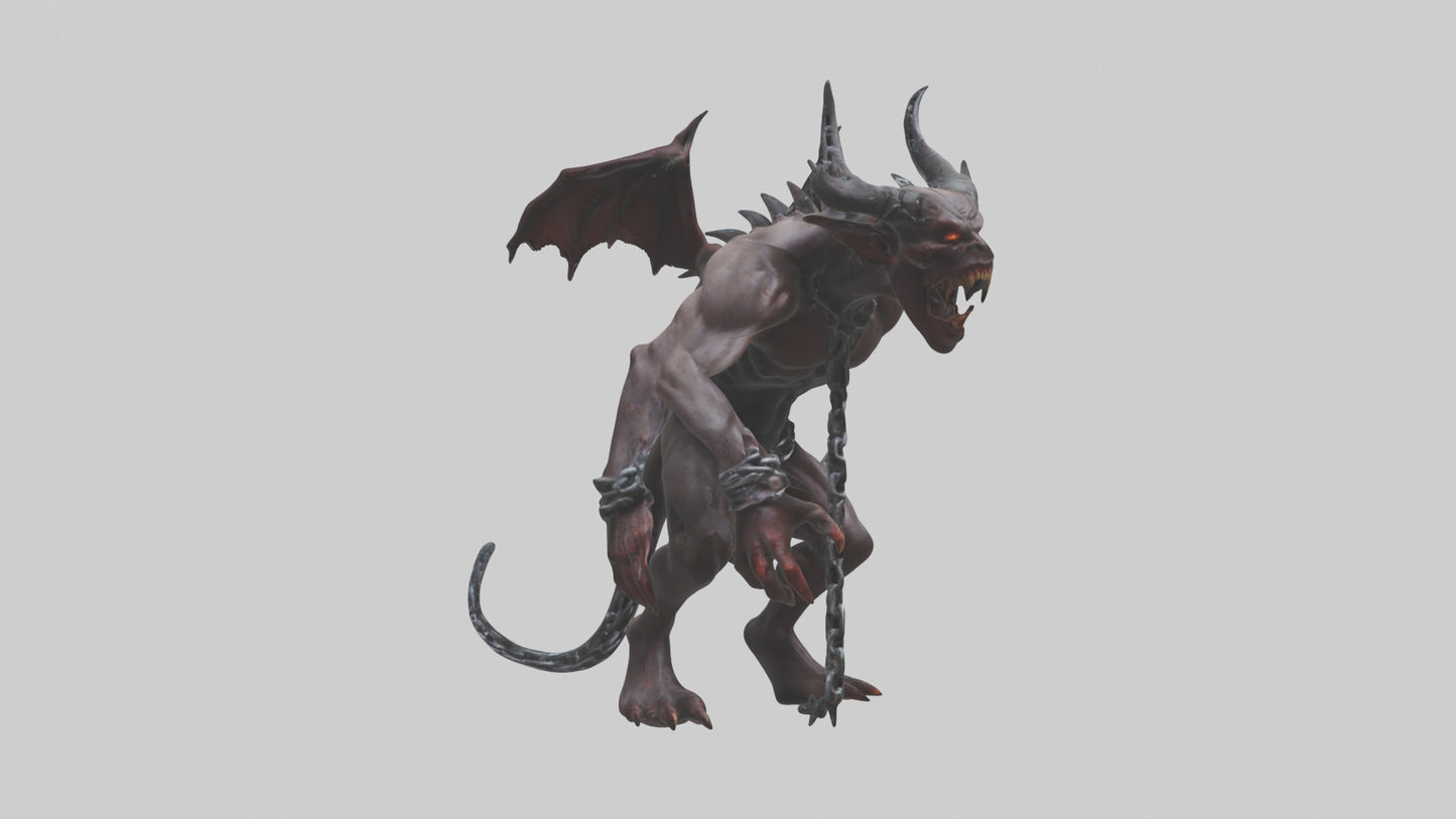 Chained demon model VR / AR / low-poly