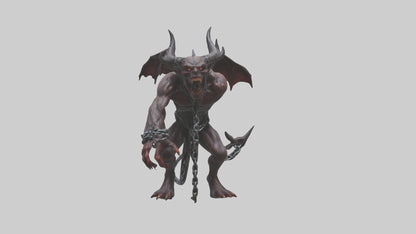 Chained demon model VR / AR / low-poly