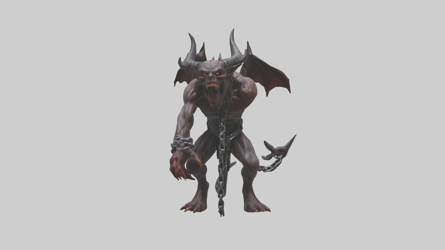 Chained demon model VR / AR / low-poly