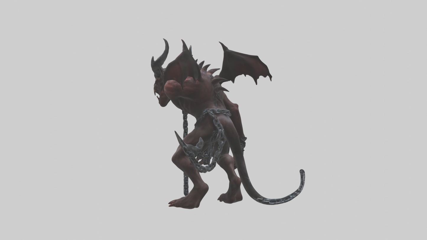 Chained demon model VR / AR / low-poly