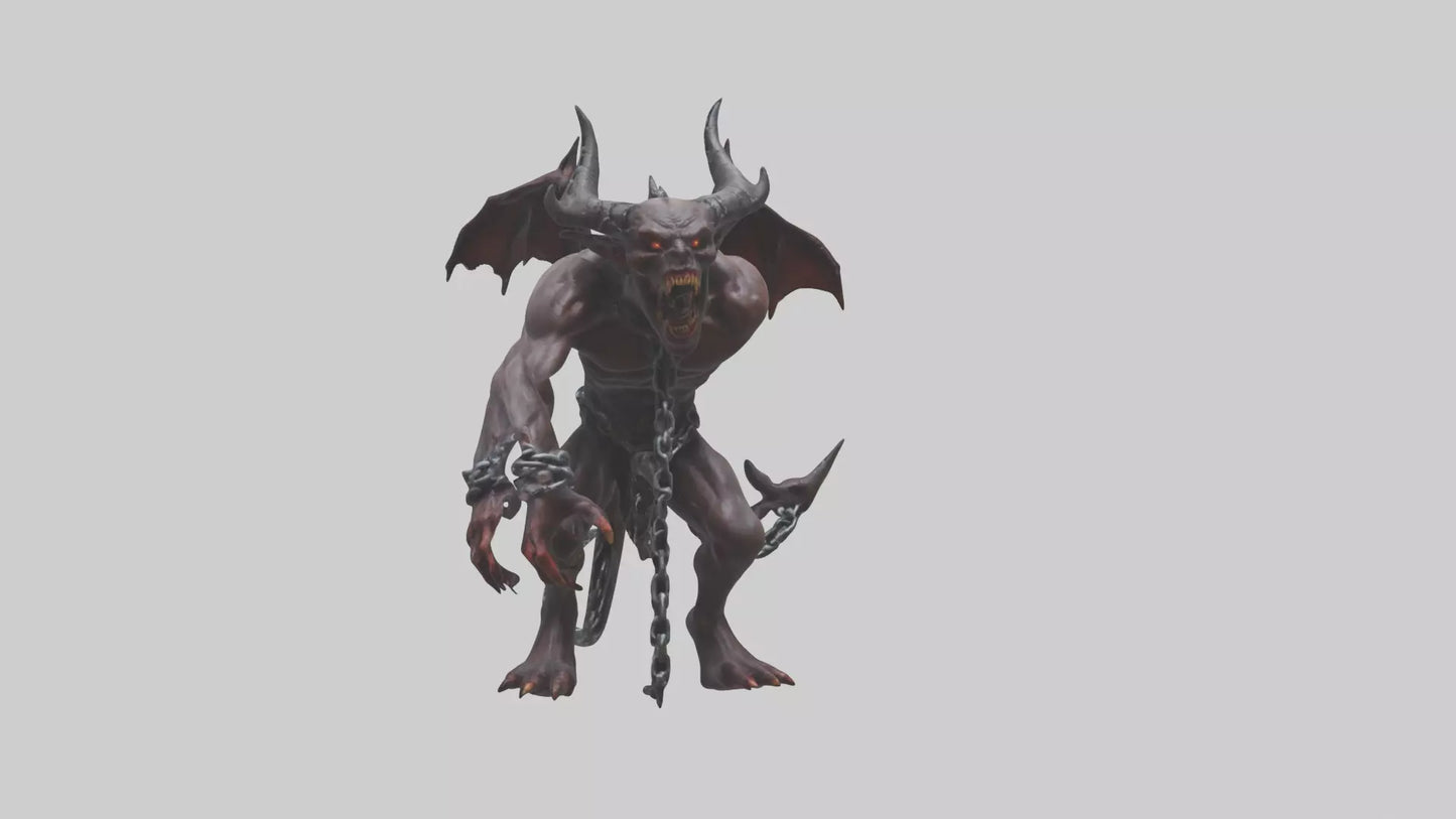 Chained demon model VR / AR / low-poly
