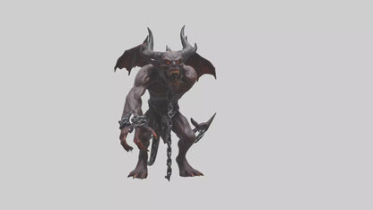 Chained demon model VR / AR / low-poly
