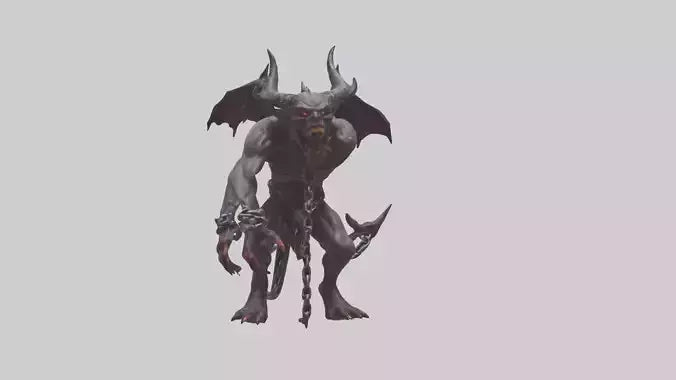 Chained demon model VR / AR / low-poly