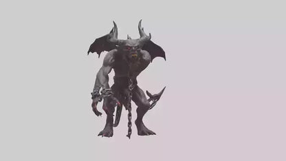 Chained demon model VR / AR / low-poly