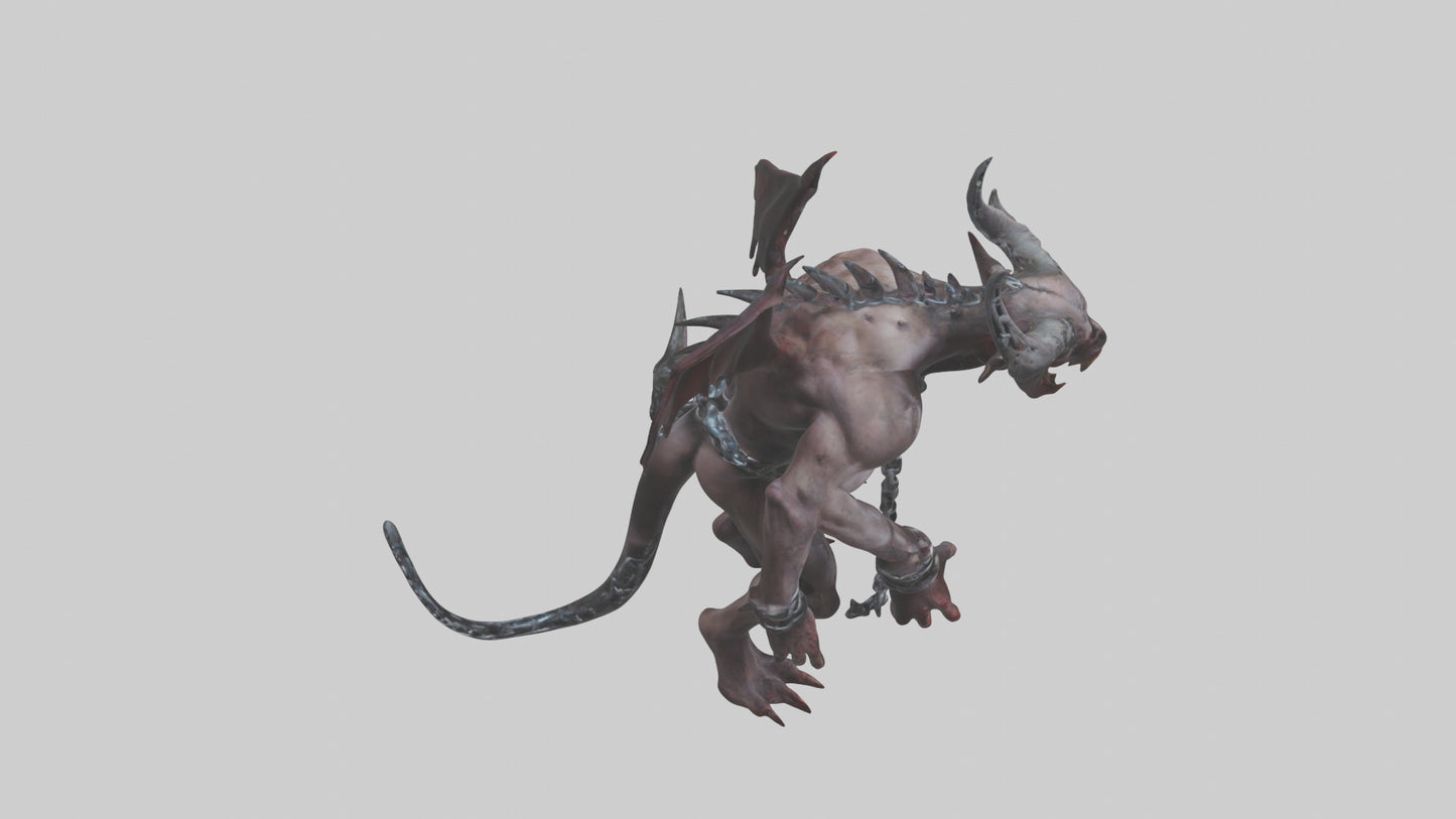 Chained demon model VR / AR / low-poly