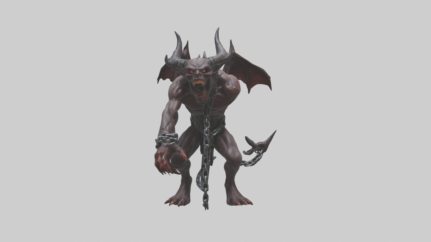 Chained demon model VR / AR / low-poly