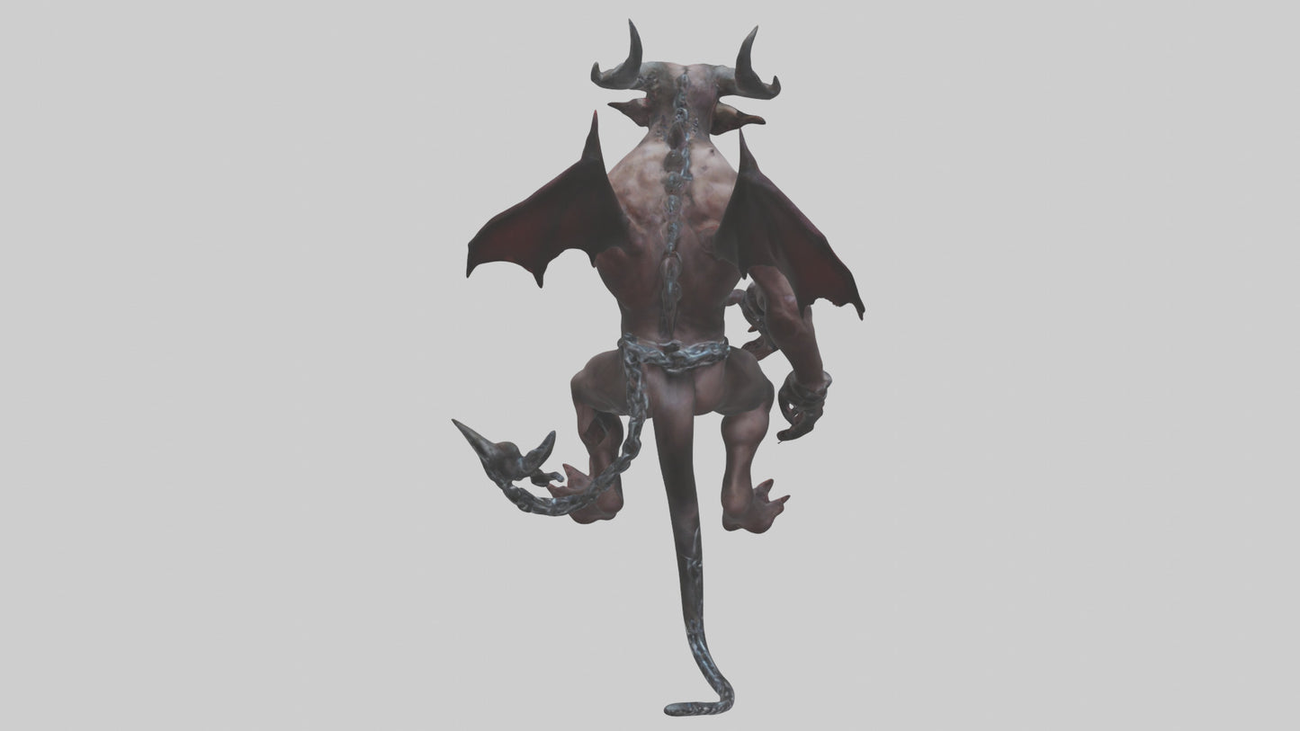 Chained demon model VR / AR / low-poly