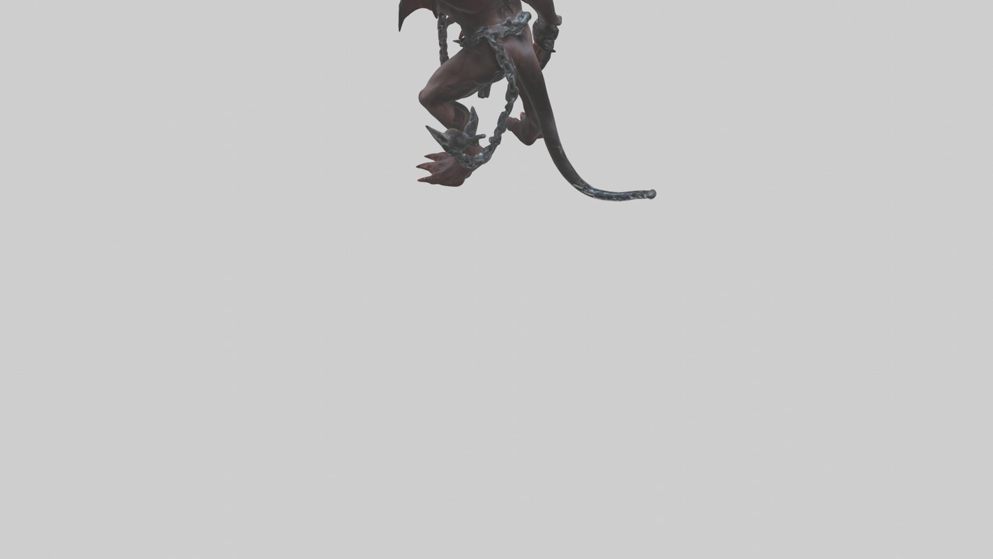Chained demon model VR / AR / low-poly
