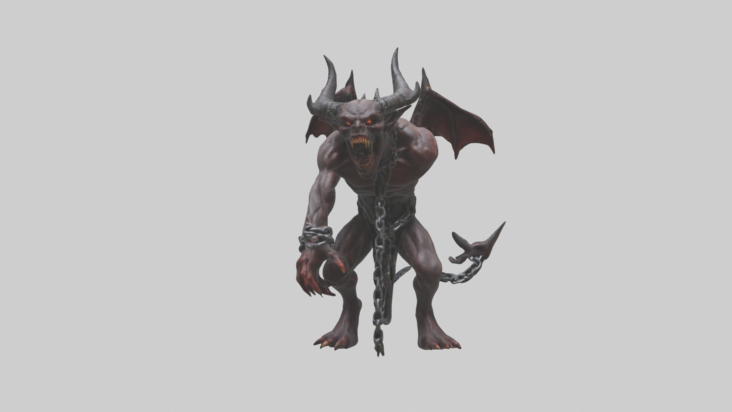 Chained demon model VR / AR / low-poly