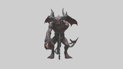 Chained demon model VR / AR / low-poly