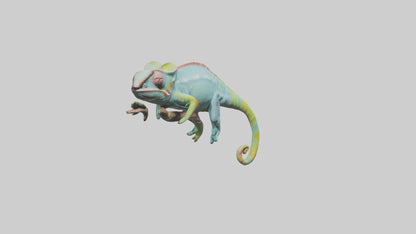 Chameleon climbing branch model VR / AR / low-poly