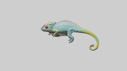 Chameleon climbing branch model VR / AR / low-poly