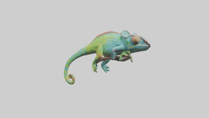 Chameleon climbing branch model VR / AR / low-poly