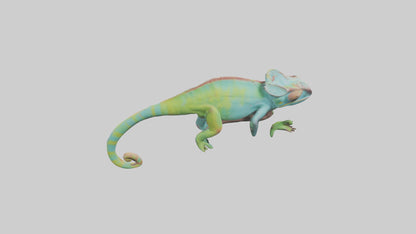 Chameleon climbing branch model VR / AR / low-poly